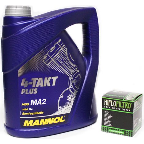 Aceite Mannol 10W40 4L 4T + Filtro de aceite HF138 RSV GSX GSF 600 V-Strom Bandit (1/5)