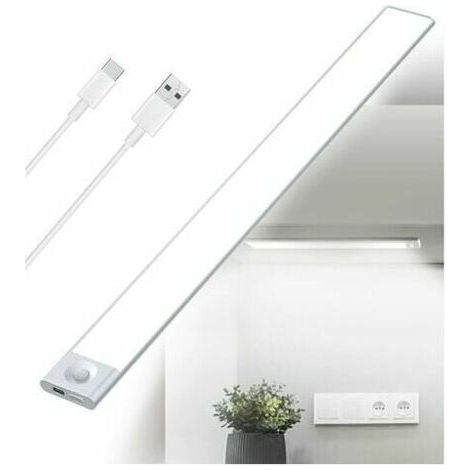 Lampada da cucina a LED ricaricabile tramite USB, sottopensile, 2500 mAh, 40 cm, con sensore di movimento e intensità luminosa regolabile. (1/5)