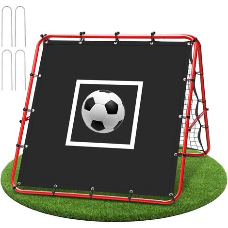 Jiubiaz Juego de 2 redes de fútbol plegables de doble cara 120 x 120 cm con objetivo 420D, ángulo ajustable, para pases rasos, balones altos, voleas y entrenamiento de portero