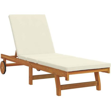 Transat en Bois d'Acacia Massif, Marron et Crème, 199 x 63 x 85 cm (1/5)