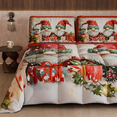 Couette Double Noël d'hiver, Couette Double Face, Couleur Unie et Impression numérique Noël 11, fabriquée en Italie (1/5)