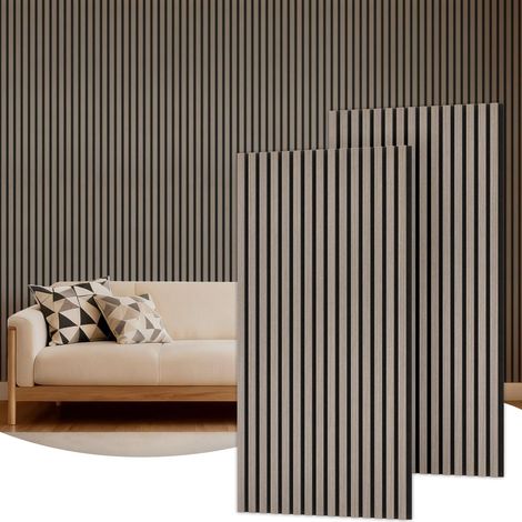 Lot de 2 Panneaux Acoustiques, Bois, 120x60 cm, Fibre Polyester, MDF, Salon, Bureau