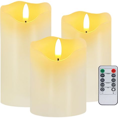 Bougies sans flamme - Lot de 3 bougies LED clignotantes oranges avec télécommande et minuteur - Bougies LED à intensité variable à piles - Pour décoration d'automne, Halloween (1/5)