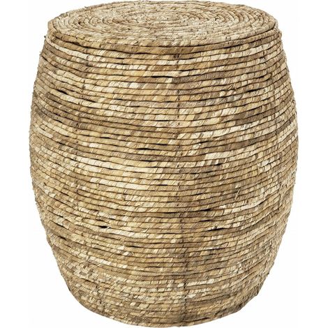 pouf en fibre naturelle style artisanal pour salon ou chambre - beige naturel tressé (1/3)