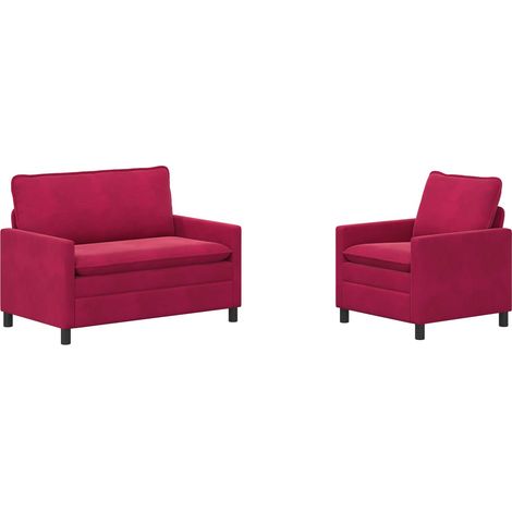Set di divani 2 pcs Rosso Vino Velluto vidaXL (1/5)