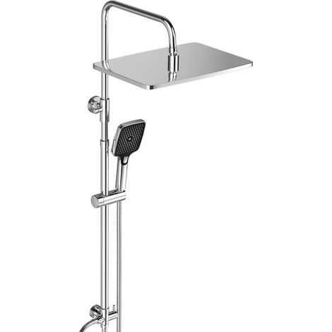 Colonne de douche effet pluie en acier inoxydable sans robinetterie, barre de douche réglable de 74 à 114 cm, tête supérieure extra-épaisse 35 x25cm antirouille, chromée (1/5)