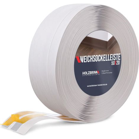 HOLZBRINK Plinthe Souple Autoadhésive Bouleau Plinthe pliable, 50x20 mm, 20 m
