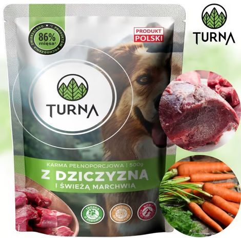 Cibo umido per cani Turna con carne di cervo e carote fresche 500 g (1/4)