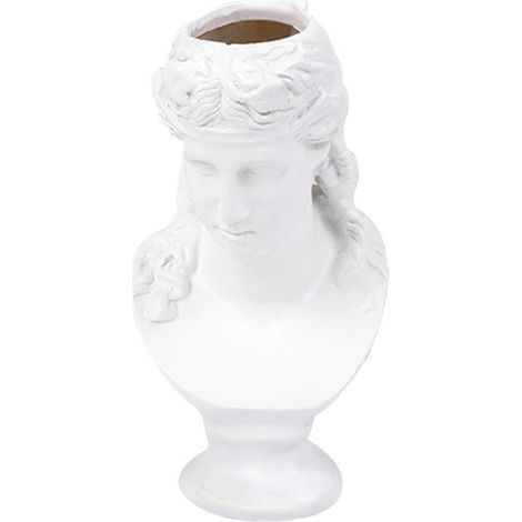Porte-stylo de bureau en résine sculptée à l'ancienne, porte-stylo artisanal, étui de rangement pour pinceaux de maquillage-7.5X6X16.5CM-White (1/3)