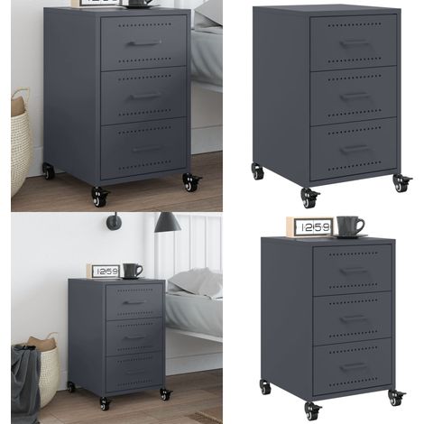 vidaXL Table de chevet anthracite 36x39x59 cm acier