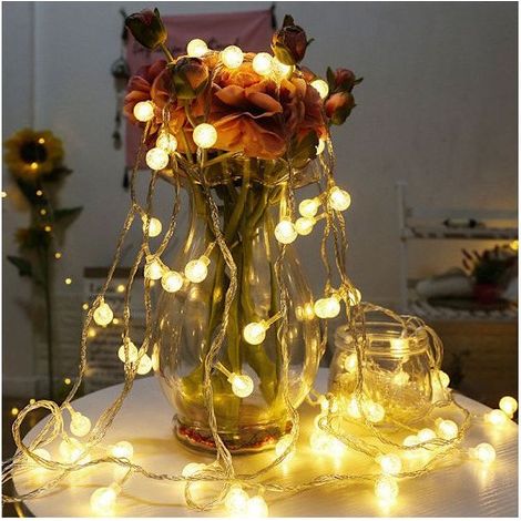 Guirlande lumineuse LED blanc chaud de 6 m, 40 LED, pour sapin de Noël. Fonctionne sur piles. (1/5)