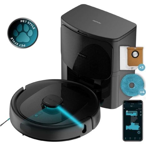 Cecotec Robot Aspirador y Friegasuelos con Base Autovaciado Conga 9590 Spin Revolution Ultra Power Home Essential