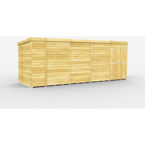 17 x 7 Feet Pent Shed - Double Door Without Windows - Wood - L214 x W492 x H201 cm