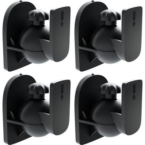 Support Enceinte - Lot de 4 - Plastique Noir - Rotation Inclinaison - Mur Plafond - Max 3,5kg (1/5)