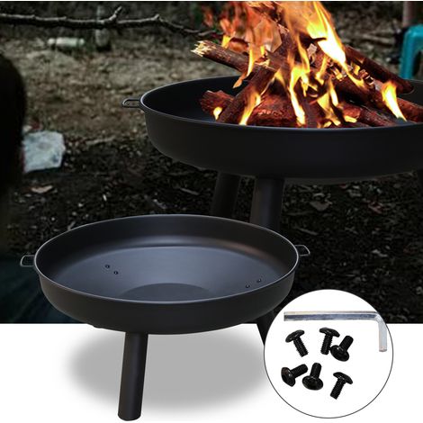 Wolketon Feuerschale mit Griffen und Abnehmbare Beine. Feuerschalen Gusseisen Verzinkt. Feuerstelle für den Garten . Feuerkorb und Feuertonne Ø 82 cm