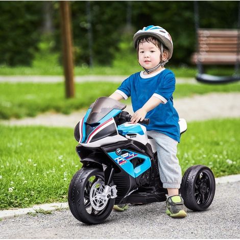 Moto électrique pour enfant bleu, 3 roues, phares, musique, USB/AUX, 82,5 x 42 x 54 cm HAVRYA (1/3)