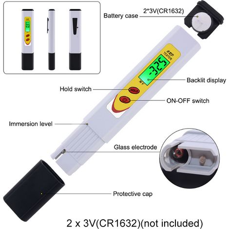 Mini-stylo portable de type ORP-mètre, testeur et analyseur de qualité de l'eau pour aquarium et piscine. Testeur ORP portable pour aquarium et piscine. (1/5)