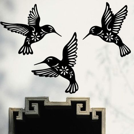 Décoration Murale Colibri Oiseau en Métal Noir, 3 Pièces 10.2in Décoration Murale en Fer Forgé Colibri, Art Mural en Métal Oiseaux pour Les Amoureux des Oiseaux Salon (1/4)