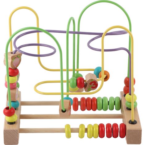 Wooden Bead Maze Activity Cube Fruits Slide Abacus Toddler Roller Coaster Educational Toy L (1/5)