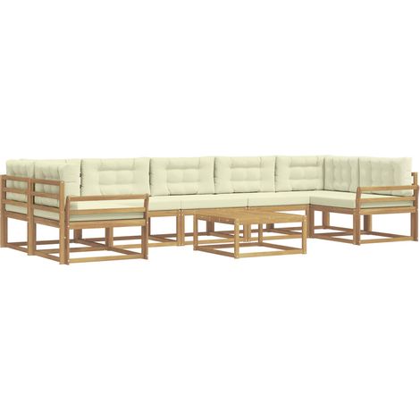 Conjunto de sofás de exterior 6 uds. Blanco y Crema vidaXL (1/5)