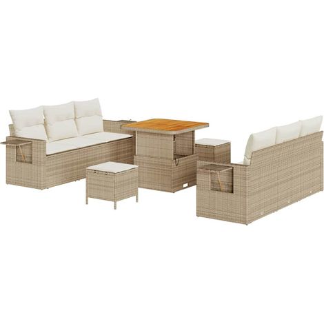Maison Exclusive - Set Divano da Giardino con cuscino 9 pcs beige e panna