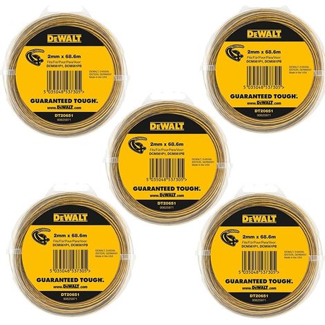 5x Dewalt DT20651-QZ Line Trimmer Wire 2mm 68.6m Dewalt DCM561 DCM561P1 DCM561PB (1/5)
