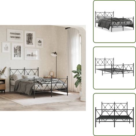 Letto in acciaio - vidaXL Giroletto con Testiera e Pediera Metallo Nero 120x200 cm - Letto robusto