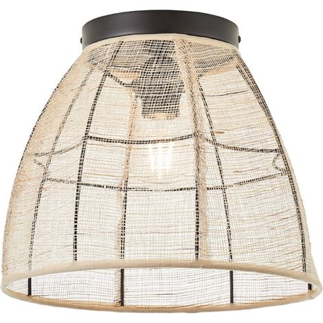 BRILLIANT lampe, plafonnier Tanah 32cm noir / naturel, 1x A60, E27, 42W, convient aux lampes LED (1/3)