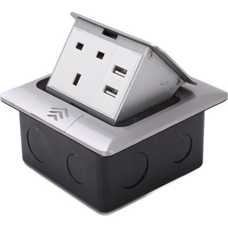 Prise de bureau encastrée avec deux ports USB, prise de courant standard britannique 250 V (1/5)