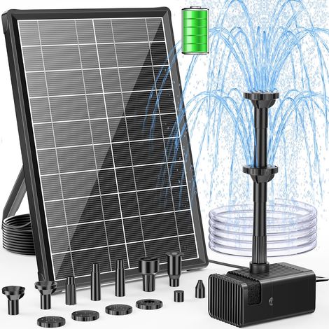 8W Solar Pond Pump with Battery Backup 3600mAh for Pond Bird Bath (1/5)