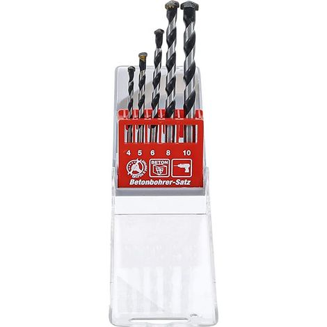 Lot de 5 forets pour beton - carbure de tungstene queue cylindrique 4,5,6,8,10mm (1/3)