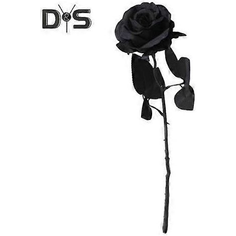 Rose noire artificielle gothique réaliste en soie, fausse fleur, décoration de table pour Halloween, maison ou bureau. Branche florale artificielle. (1/5)