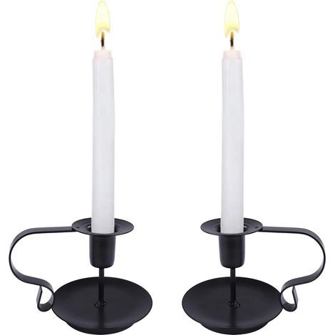 Candelabros AIDUCHO, candelabros de hierro forjado vintage con asa para mesa de comedor y centros de mesa para el Día de San Valentín, Navidad, Halloween, decoración de bodas, 2 piezas (1/5)