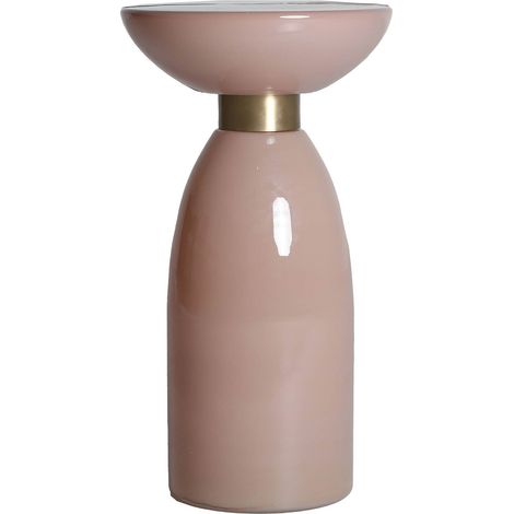 Table d'appoint en verre rose finition brillante style contemporain - Rose pâle translucide (1/4)