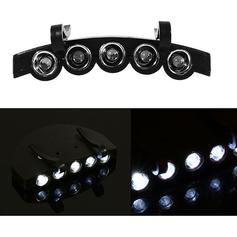Lampe de Casquette 5 LED Lampe de Casque à Clip Eclairage Frontale Super Lumineux pour Pêche Camping Randonnée (1/5)