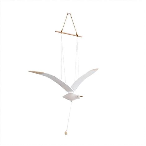 Mouettes en vol, mobile suspendu en bois, décoration de plafond unique pour la maison, style nautique (1/5)