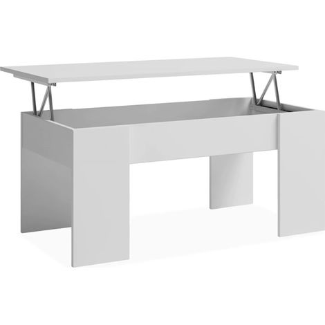 Mesa centro elevable acabado blanco, 45 cm(alto)100 cm(ancho)50 cm(largo) (1/2)