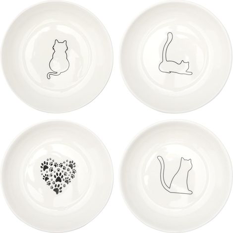 Lot de 4 gamelles en céramique plat pour chat (1/5)