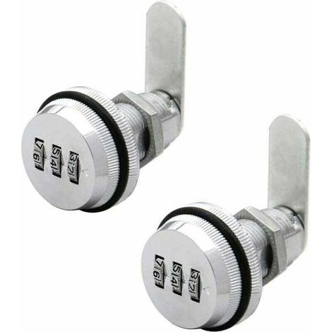 Lot de 2 PCS 3 Code à Chiffres Combinaison Serrure à Came Serrure Armoire 1930mm Serrure à Code pour Casier Garde-robe Classement de porte Cabinet Boites Aux Lettres Tiroir Placard(Argent) (1/4)