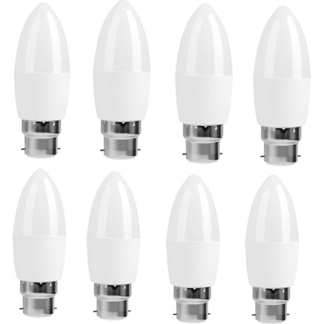 Ampoule bougie LED B22 8 ampoules 5 W, équivalente à une ampoule à incandescence de 40 W, lumière chaude, adaptée à la maison et au bureau. (1/5)