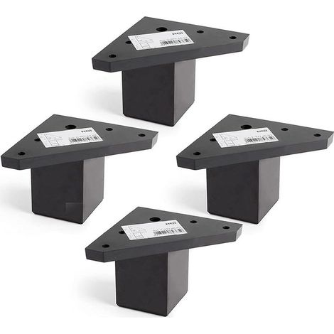4-teiliges Möbelbein-Set mit Montageplatte – für Tische, Betten und Stühle – Aluminiumlegierung – Höhe: 6 cm – Farbe: Schwarz – Schrauben nicht im Lieferumfang enthalten (1/5)