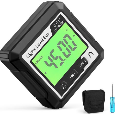 3-in-1-Magnetneigungsmesser, digitale Wasserwaage und Winkelmesser, vielseitiger 4 x 90°-Neigungsmesser, LCD-Bildschirm, Tiefenmesser, 4 umschaltbare Einheiten