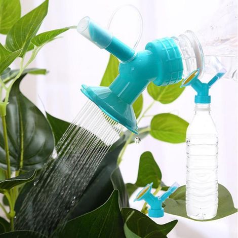 Ugello per irrigazione 2 in 1 in plastica per bottiglia d'acqua per fiori - Blu (1/5)