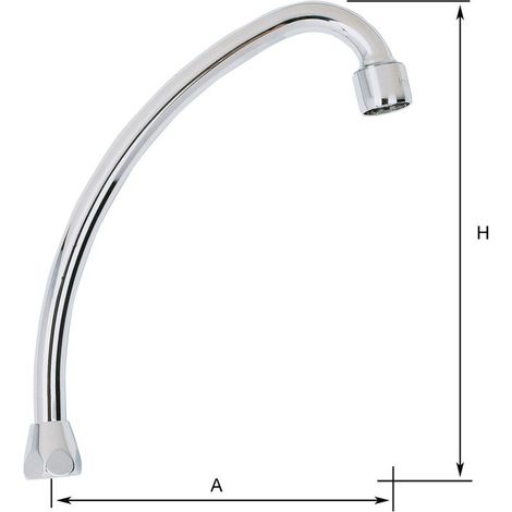 Bec col de cygne chromé avec aérateur – Ø 14 mm – F1/2' – Longueur 190 mm – Pour installations plomberie professionnelles – Rei Tregi