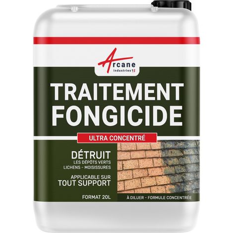 Arcane Industries – Anti-mousse ultra concentré fongicide – Élimine dépôts verts, algues, lichens – Pour toiture, mur, terrasse – 20 L