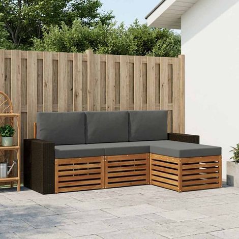 vidaXL Outdoor-Sofagarnitur mit Kissen 4 pcs Natur und Anthrazit (1/5)