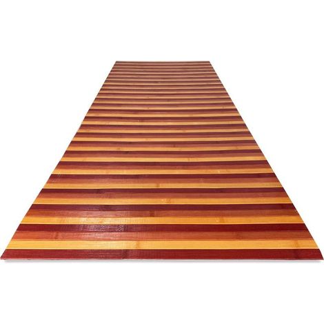 TAPIS de CUISINE en BOIS WOODY BAMBOU BORDEAUX DÉGRADÉ ROUGE toutes les tailles Cm. 50/55x140 (1/5)