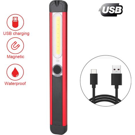 Lampe de Travail, Lampe Led Rechargeable Baladeuse COB Torche Lampe de 5 Modes Magnétique lampe de poche pour Auto, Garage, Atelier, Bricolage, Camping