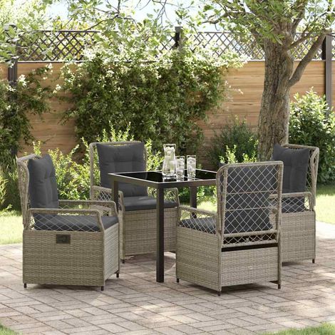 Ensemble de salle à manger pour jardin 5 pcs-Salon de jardin Gris clair 856419 (1/5)