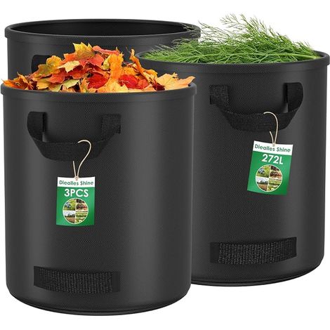 Green Garden Waste Bag, Garden Waste Bag with 4 Handles, Freestanding, Waterproof, Durable, Corrosion Resistant, Black (1/5)